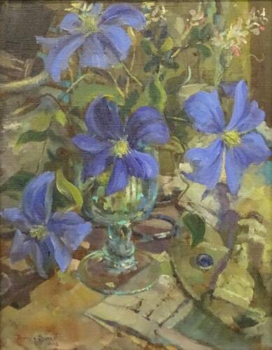 Dennis Syrett. Clematis and Spanish glass