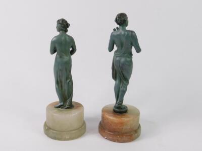 A pair of cast metal figures modelled as Venus and Erato - 2