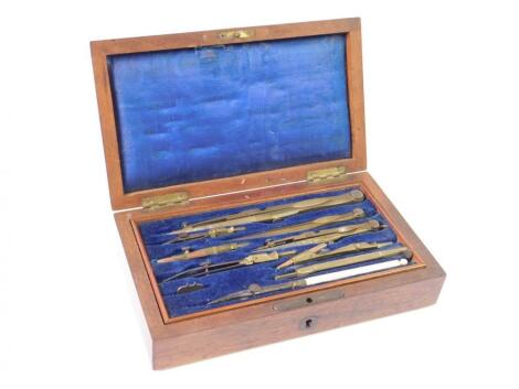 A Victorian rosewood cased set of drawing instruments