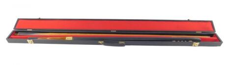 A Lewis & Wilson Master snooker cue in an autographed Cheddar Classics case