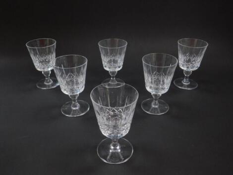 A set of six Thomas Webb cut glass wine glasses