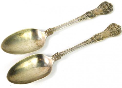 A pair of William IV silver Kings pattern tablespoons