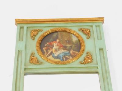 An 18thC style gilt wood and green painted rectangular wall mirror - 2