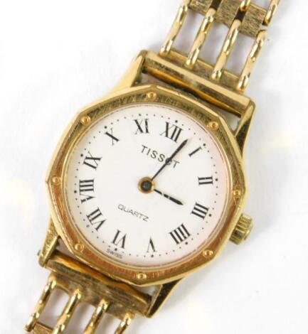 A Tissot lady's gold plated cased wristwatch