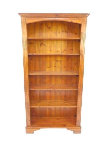 A pine open bookcase