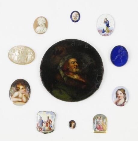 Four 19thC miniature enamel plaques