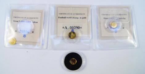 Four gold Coronation portrait commemorative coins