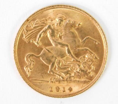 A George V gold half sovereign 1914
