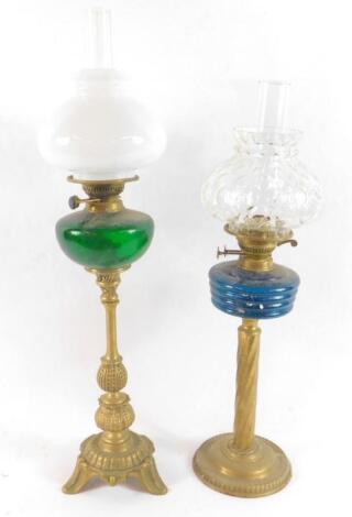 A brass oil lamp