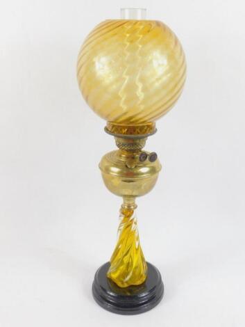 A brass oil lamp