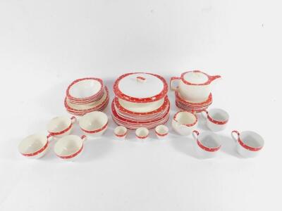 A Midwinter Stylecraft Red Domino Polka Dot part dinner and tea service