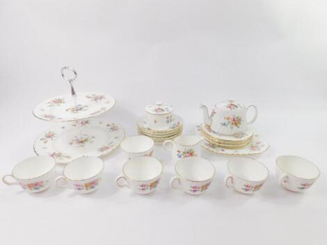 A Minton porcelain part tea service decorated in the Marlow pattern