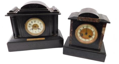 A Victorian slate mantel clock