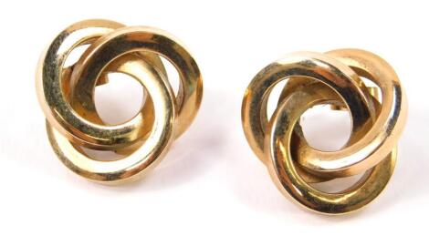 A pair of 9ct gold interlinked triple loop earrings