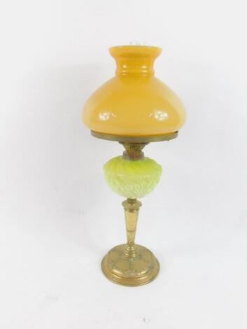 A duplex Art Nouveau brass oil lamp