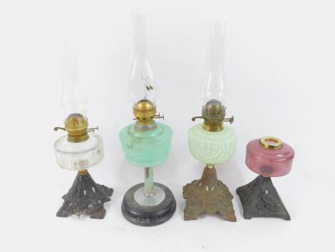 Three Victorian oil lamps