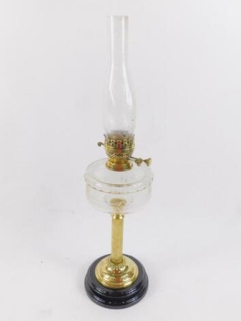 A brass oil lamp