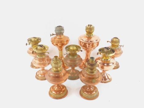 Nine copper oil lamps