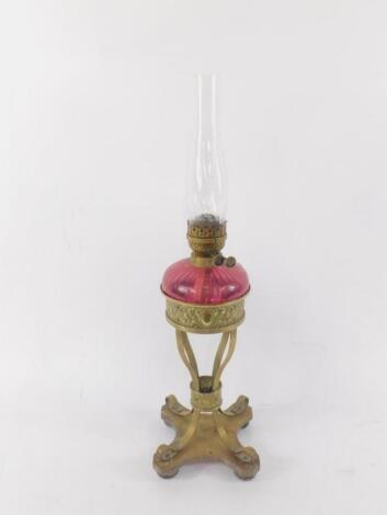 A late Victorian brass oil lamp