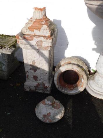 A painted terracotta urn and cover