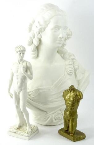 Three modern plaster sculptures