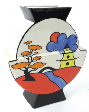 A Lorna Bailey oriental Clarice Cliff style porcelain vase