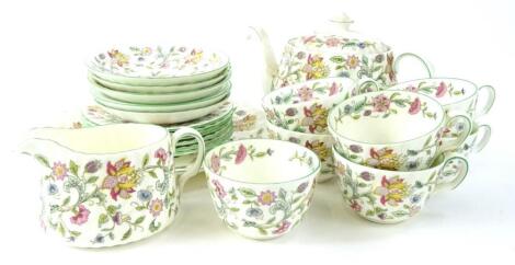 A Minton Haddon Hall pattern part tea service