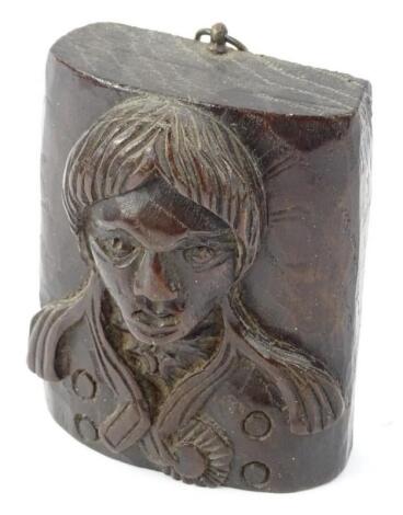 An unusual late 18th/early 19thC walnut carving of Horatio Nelson