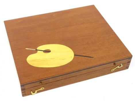 A mahogany and marquetry artist box