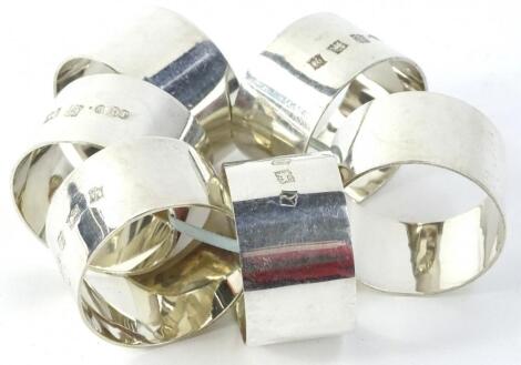 A set of six Elizabeth II silver napkin rings