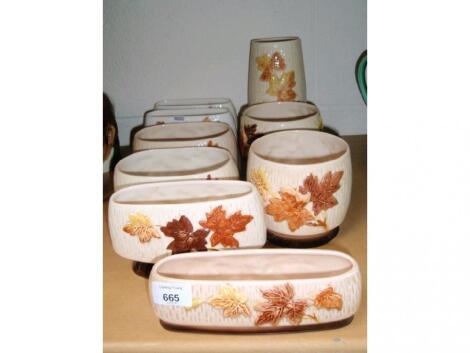 Nine items of Sylvac display ware decorated with Autumn leaves