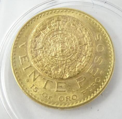 A 1919 fine gold Mexican 20 Pesos