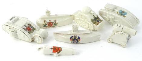 Various military related crested china