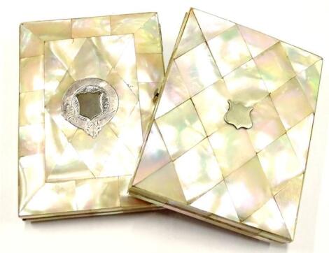 Two Victorian mother of pearl aide memoire cases