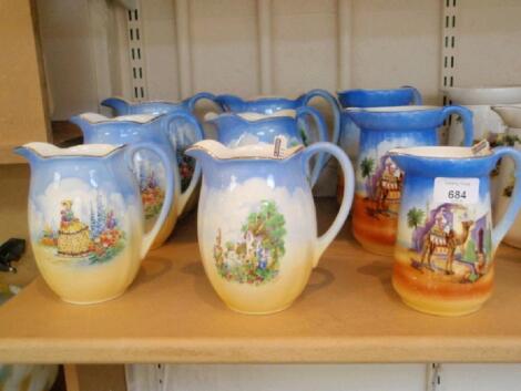 A selection of Falcon ware jugs in various shapes