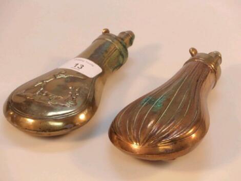 Two early 19thC powder flasks