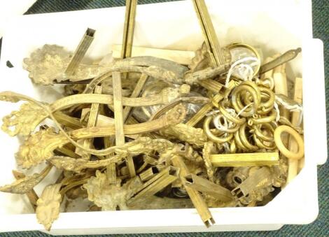 A quantity of French gilt metal and other tie backs light fittings