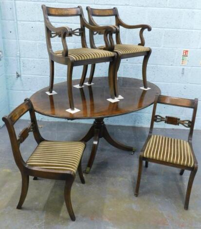 A mahogany oval dining table in Regency style