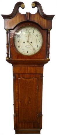 An early 19thC mahogany and oak longcase wall clock