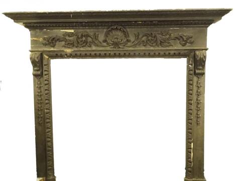 A 19thC pine and gesso fire surround