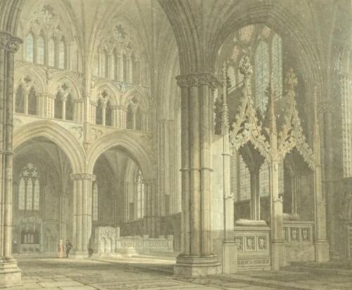 Part of the Presbytery of Lincoln Cathedral. Coloured engraving after C. Will and six others (7).