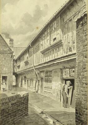 W.B. Robinson (19thC/20thC). Medieval alley off High Street