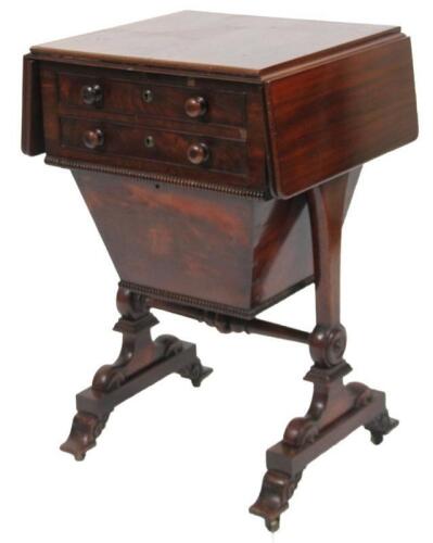 A mid 19thC mahogany drop leaf work table