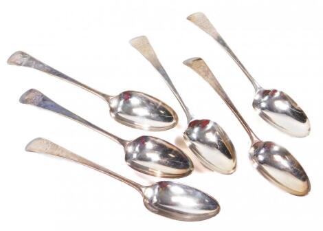 A set of six George III silver tablespoons