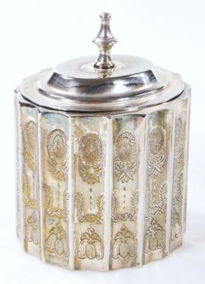 An Edwardian silver plated canister