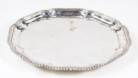 A silver plated salver