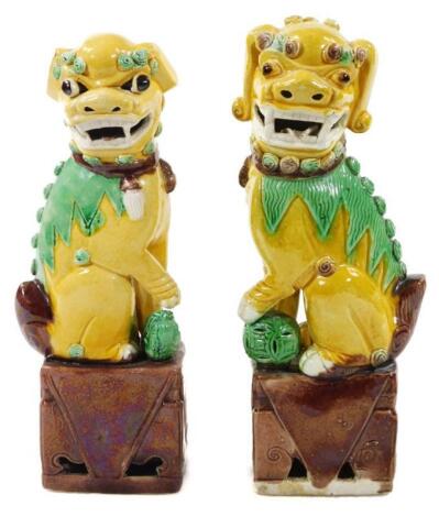 A pair of early 20thC Chinese Sancia Dogs of Fo