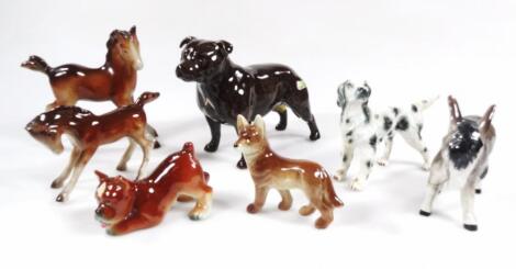 Various pottery animals