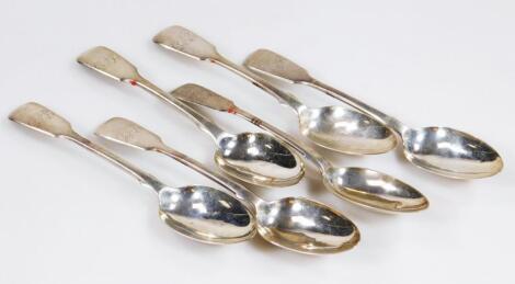 A set of six Victorian silver dessert spoons