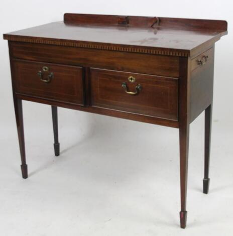 A 19thC mahogany boxwood and part inlaid side cabinet